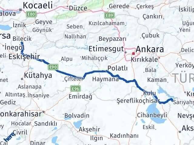 Bilecik Sarıyahşi Aksaray Arası Kaç Km - Yol Haritası