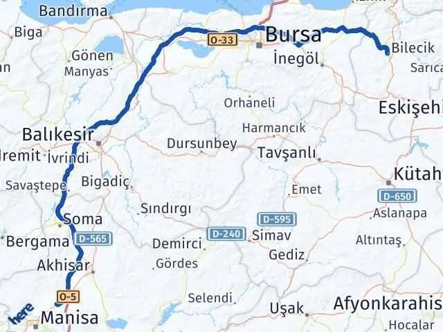 Bilecik Saruhanlı Manisa Arası Kaç Km - Yol Haritası