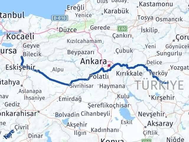 Bilecik Şefaatli Yozgat Arası Kaç Km - Yol Haritası