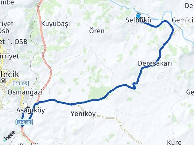 Selbükü Bilecik Tren Garı Arası Kaç Km - Yol Tarifi