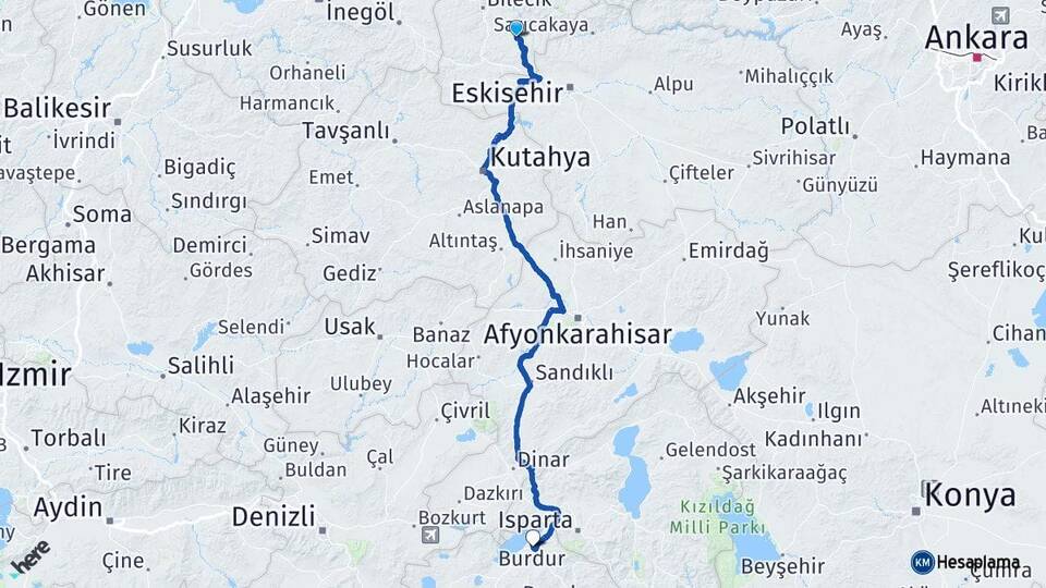 Bilecik Söğüt Burdur Arası Kaç Km - Yol Haritası