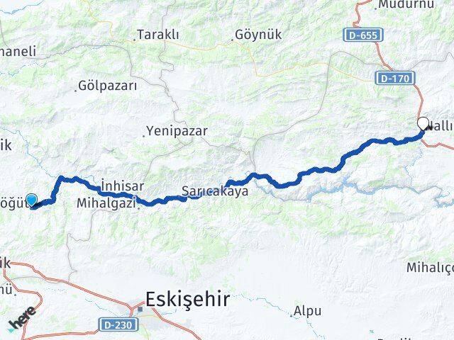 Bilecik Söğüt Nallıhan Ankara Arası Kaç Km - Yol Haritası