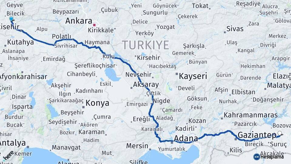 Bilecik Söğüt Şanlıurfa Arası Kaç Km - Yol Haritası