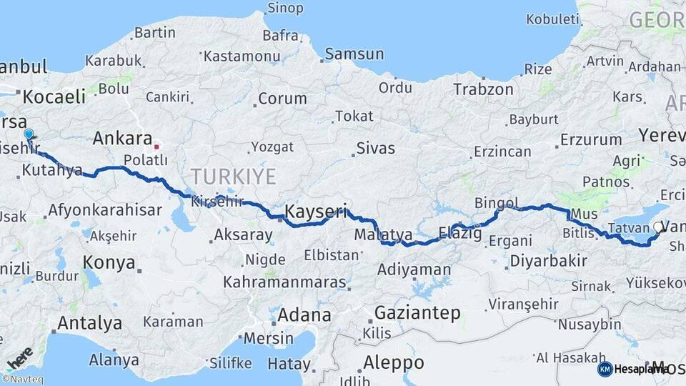 Bilecik Söğüt Van Arası Kaç Km - Yol Haritası