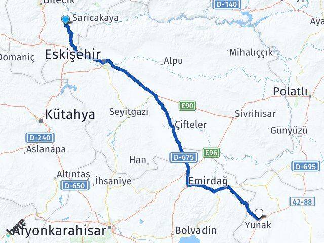 Bilecik Söğüt Yunak Konya Arası Kaç Km - Yol Haritası