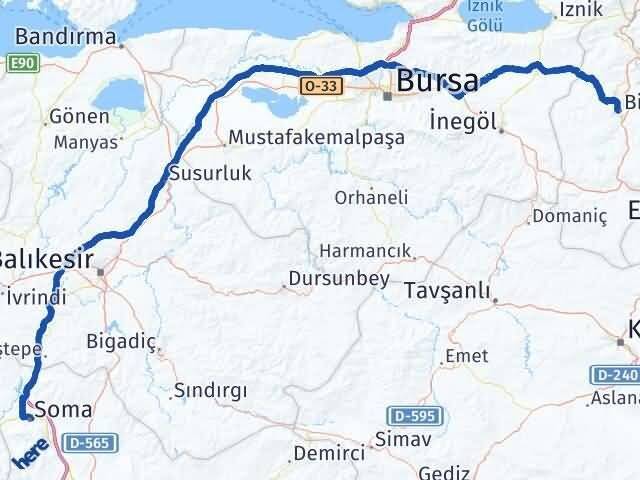 Bilecik Soma Manisa Arası Kaç Km - Yol Haritası