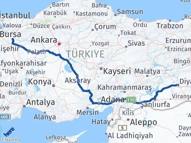 Bilecik Sur Diyarbakır Arası Kaç Km - Yol Haritası