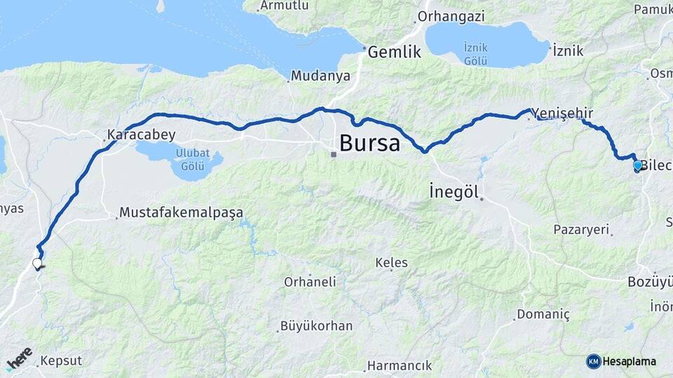 Bilecik Susurluk Balıkesir Arası Kaç Km - Yol Haritası