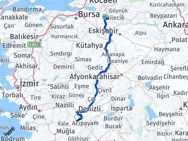 Bilecik Tavas Arası Kaç Km - Yol Tarifi