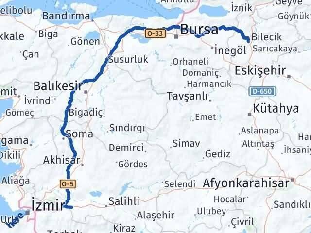 Bilecik Turgutlu Manisa Arası Kaç Km - Yol Haritası