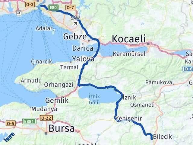 Bilecik Üsküdar İstanbul Arası Kaç Km - Yol Haritası