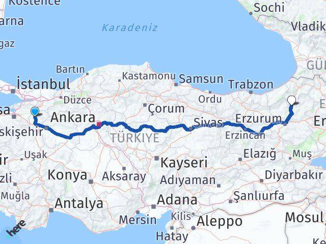 Bilecik Uzundere Erzurum Arası Kaç Km - Yol Haritası