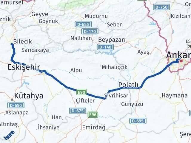 Bilecik Yenimahalle Arası Kaç Km - Yol Tarifi