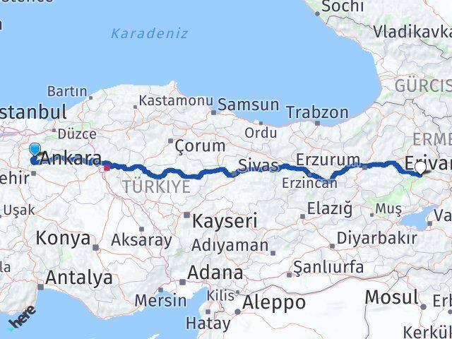 Bilecik Yenipazar Ağrı Arası Kaç Km - Yol Haritası