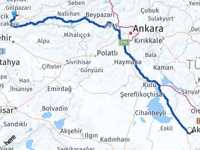 Bilecik Yenipazar Aksaray Arası Kaç Km - Yol Haritası