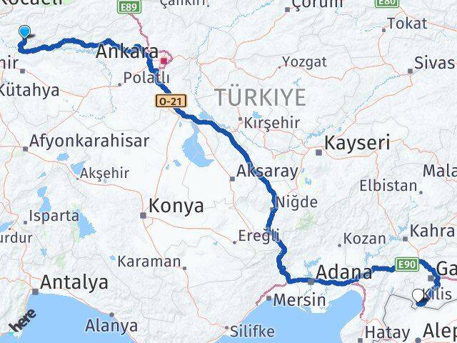 Bilecik Yenipazar Kilis Arası Kaç Km - Yol Haritası
