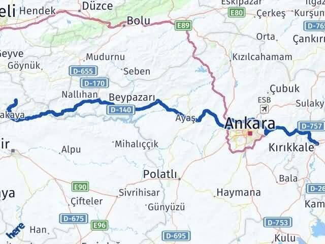 Bilecik Yenipazar Kırıkkale Arası Kaç Km - Yol Haritası