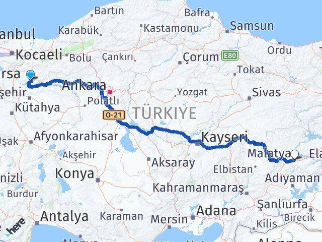 Bilecik Yenipazar Malatya Arası Kaç Km - Yol Haritası