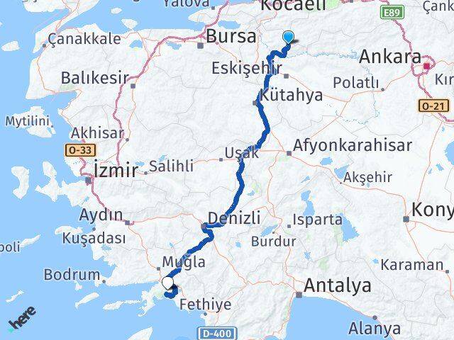 Bilecik Yenipazar Muğla Arası Kaç Km - Yol Haritası