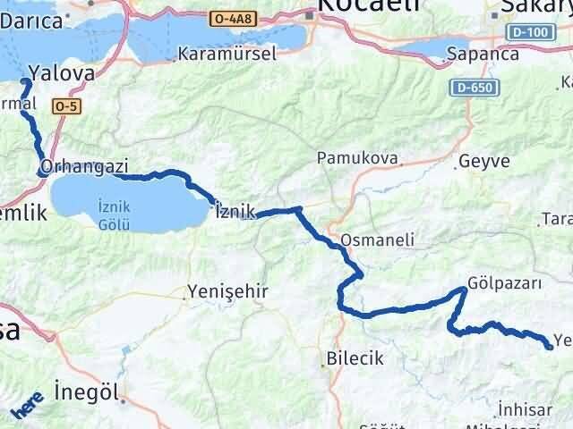Bilecik Yenipazar Yalova Arası Kaç Km - Yol Haritası