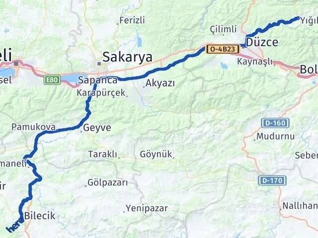 Bilecik Yığılca Düzce Arası Kaç Km - Yol Haritası