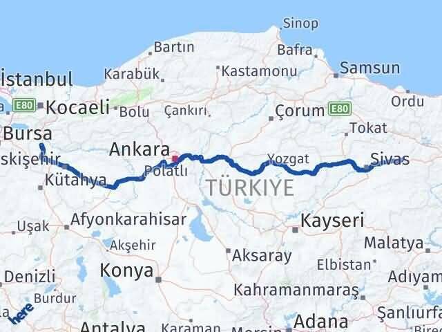 Bilecik Zara Sivas Arası Kaç Km - Yol Haritası