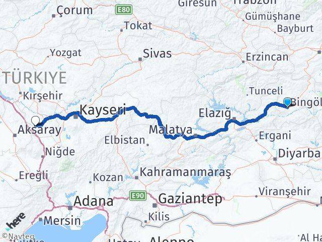 Bingöl Acıgöl Nevşehir Arası Kaç Km - Yol Haritası