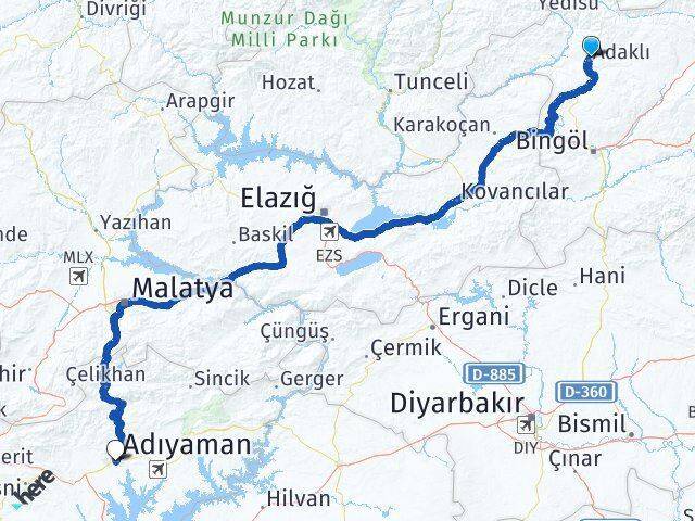 Adaklı Adıyaman Arası Kaç Km - Yol Tarifi