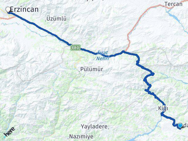 Adaklı Erzincan Arası Kaç Km - Yol Tarifi
