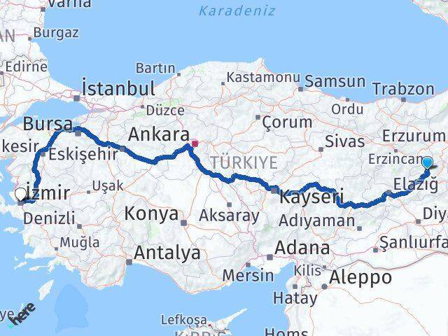 Adaklı İzmir Arası Kaç Km - Yol Tarifi
