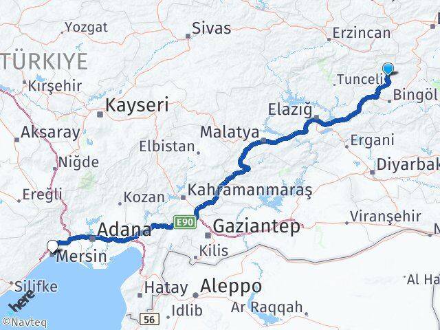 Bingöl Adaklı Mersin Arası Kaç Km - Yol Haritası