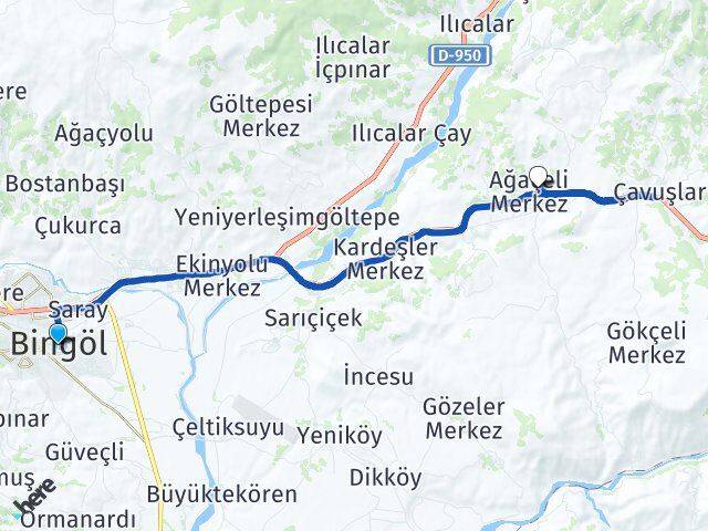 Bingöl Ağaçeli Arası Kaç Km - Yol Haritası