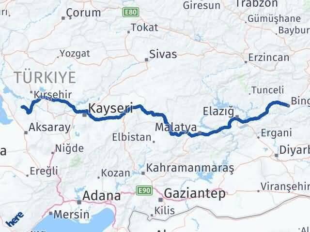 Bingöl Ağaçören Aksaray Arası Kaç Km - Yol Haritası