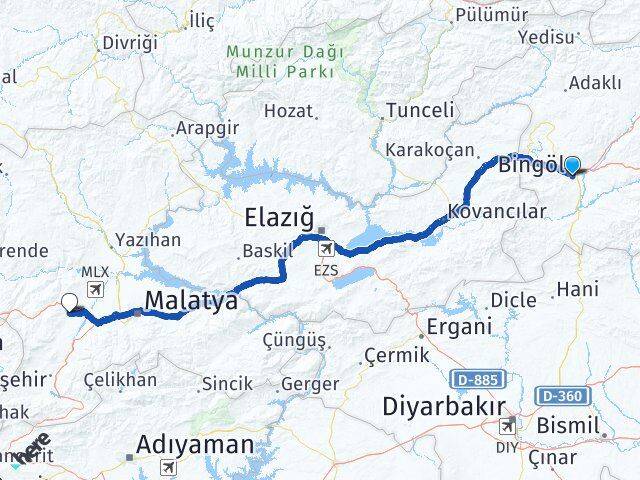 Bingöl Akçadağ Arası Kaç Km - Yol Tarifi