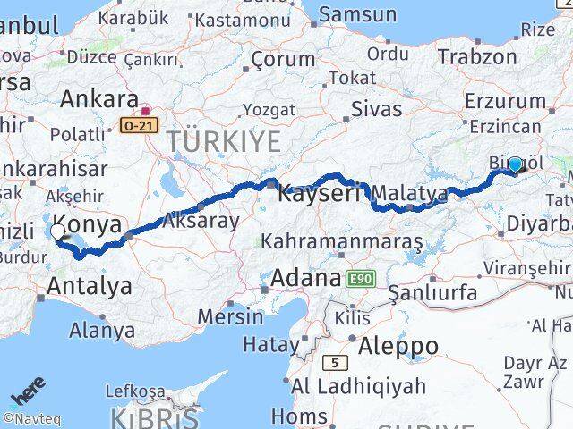Bingöl Aksu Isparta Arası Kaç Km - Yol Haritası