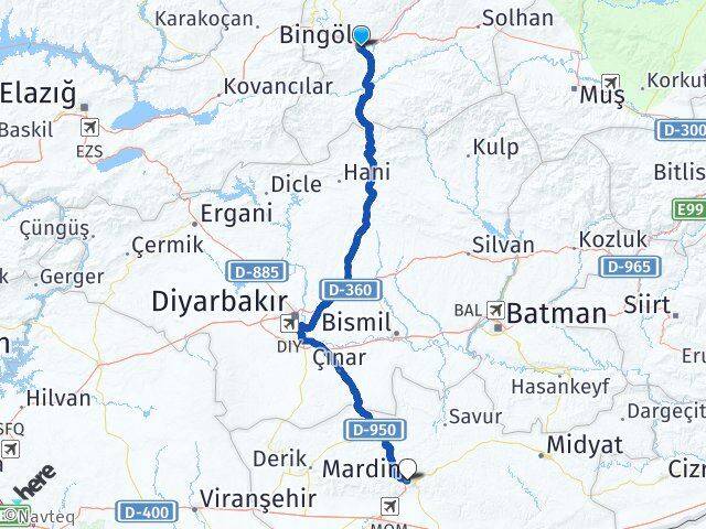 Bingöl Artuklu Mardin Arası Kaç Km - Yol Haritası