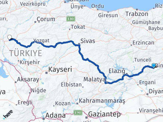 Bingöl Balışeyh Kırıkkale Arası Kaç Km - Yol Haritası