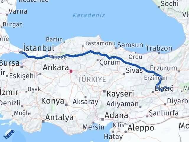 Bingöl Bayrampaşa İstanbul Arası Kaç Km - Yol Haritası