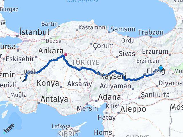 Bingöl Bekilli Denizli Arası Kaç Km - Yol Haritası