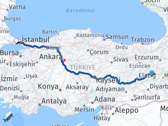 Bingöl Beylikdüzü İstanbul Arası Kaç Km - Yol Haritası