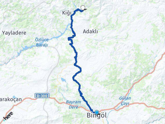Bingöl Cevizli Adaklı Arası Kaç Km - Yol Haritası
