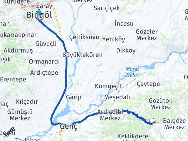 Bingöl Dereköy Genç Arası Kaç Km - Yol Haritası