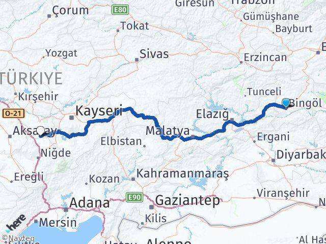Bingöl Derinkuyu Nevşehir Arası Kaç Km - Yol Haritası