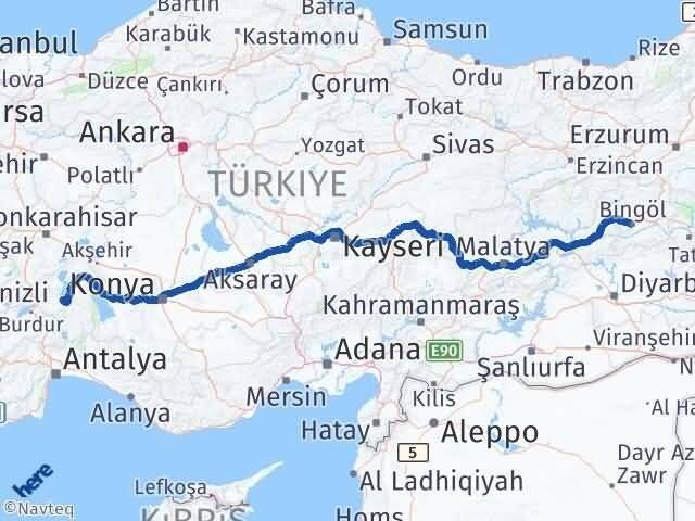 Bingöl Eğirdir Isparta Arası Kaç Km - Yol Haritası