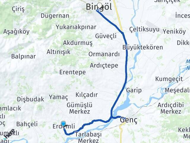 Erdemli Bingöl Otogarı Arası Kaç Km - Yol Tarifi