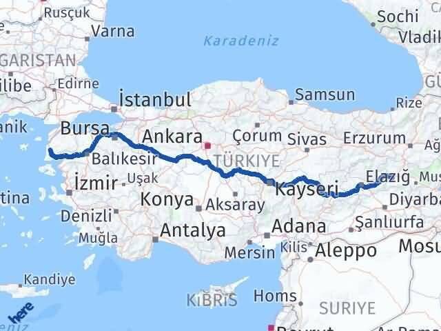 Bingöl Ezine Çanakkale Arası Kaç Km - Yol Haritası