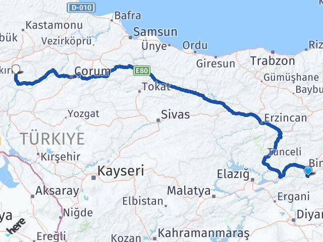 Bingöl Genç Çankırı Arası Kaç Km - Yol Haritası