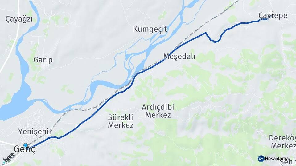 Bingöl Genç Çaytepe Genç Arası Kaç Km - Yol Haritası