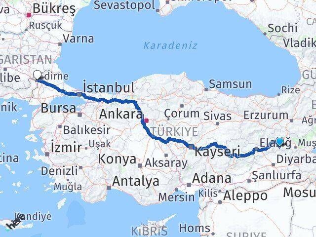 Bingöl Genç Edirne Arası Kaç Km - Yol Haritası