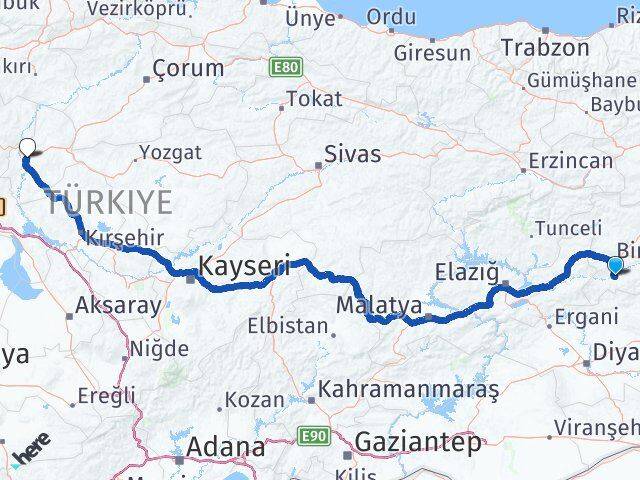Bingöl Genç Kırıkkale Arası Kaç Km - Yol Haritası